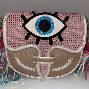 Leather Crossbody with Crystals.